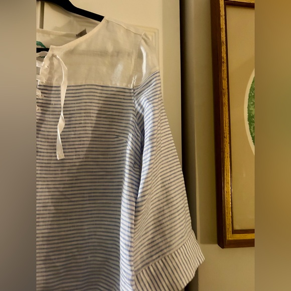 Tommy Bahama Women’s Sz SP 100% Linen Beachy Coastal Preppy Summery Striped Top - Picture 5 of 9